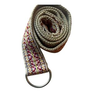 Red and Pink Embroidered Bohemian Belt with D-Ring